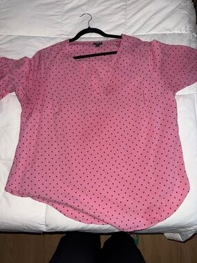 torrid Pink Blouse with Black Polka Dots